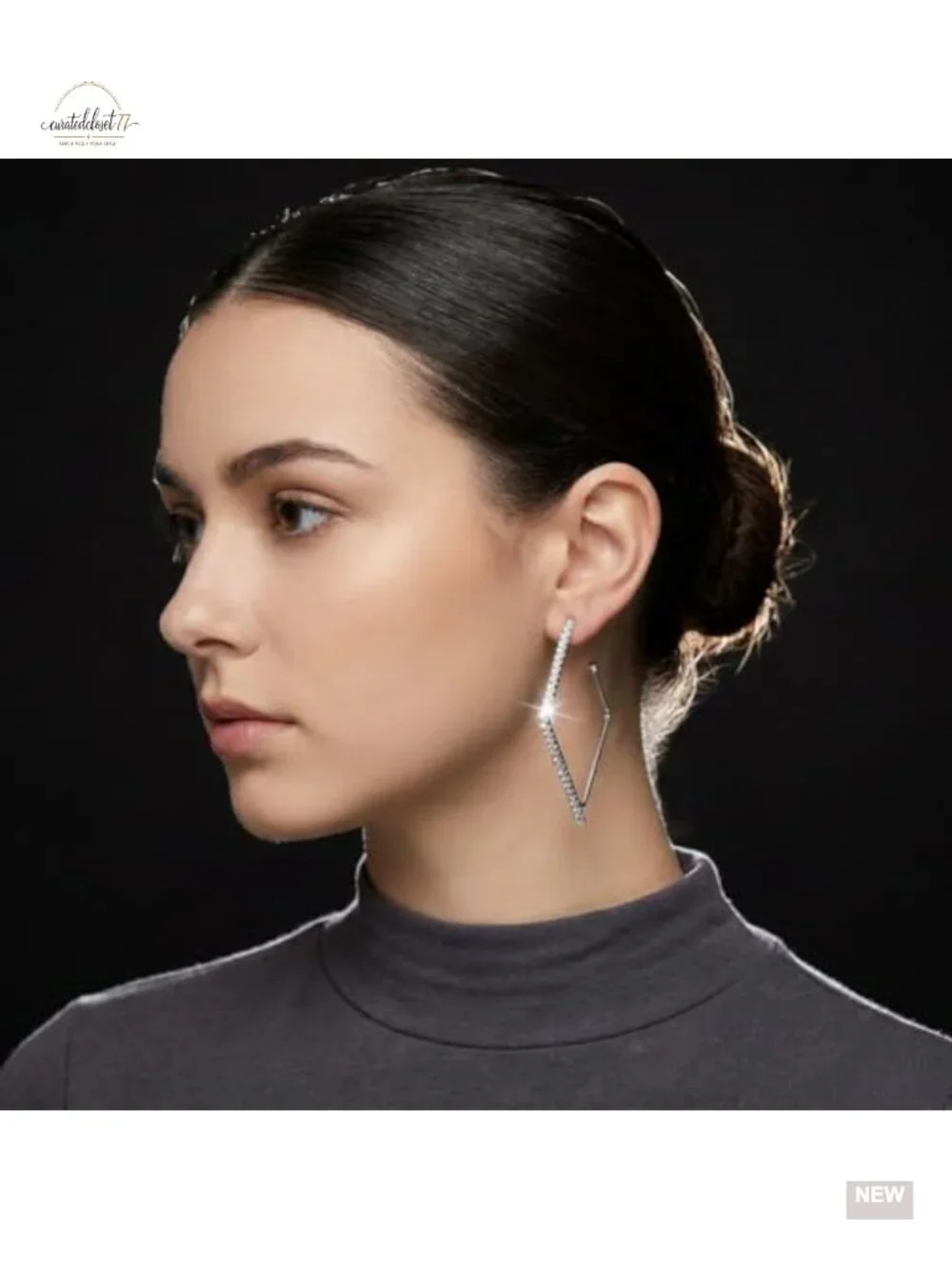 White Gold Plated Drop Dangle Earrings - Statement Geometric Jewelry for